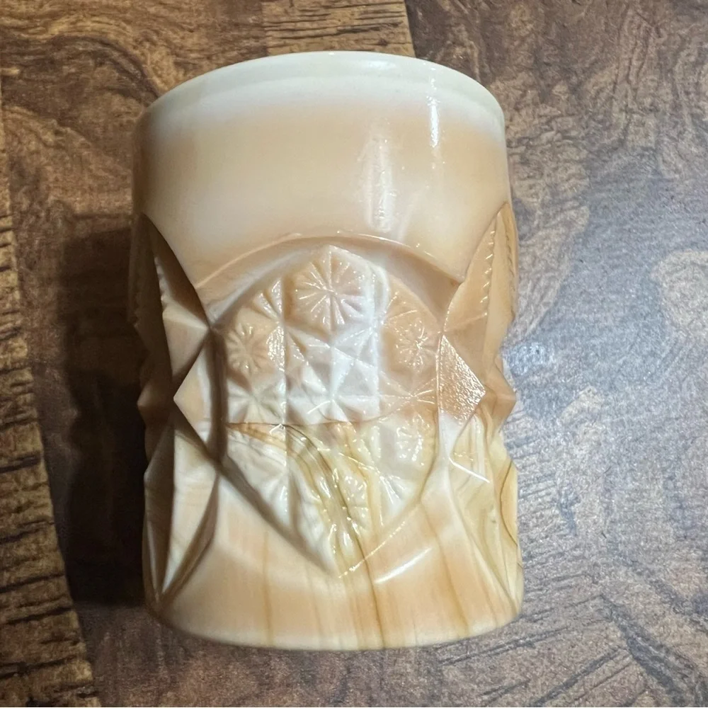 Joe St Clair Star and Shuttle Carmel Toothpick Holder  Embossed Joe St Clair